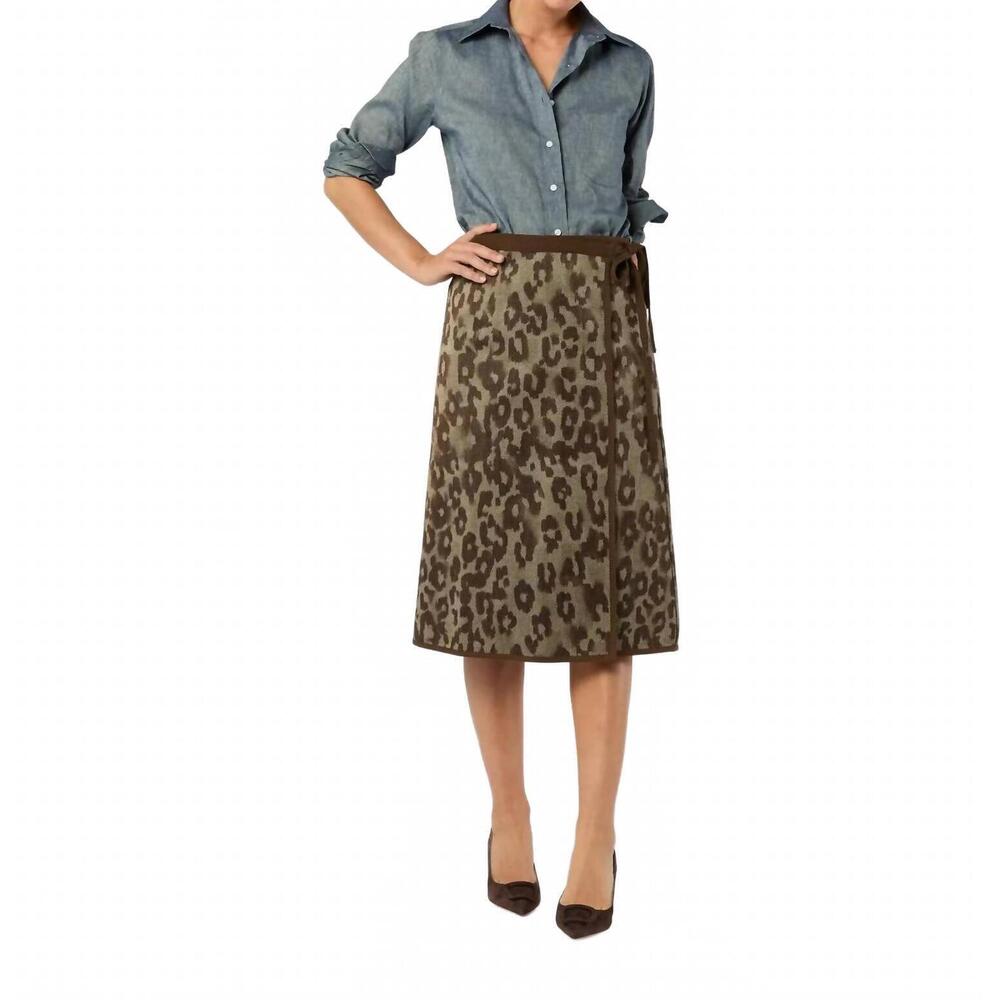 NEW ANN MASHBURN adley wrap skirt in leopard